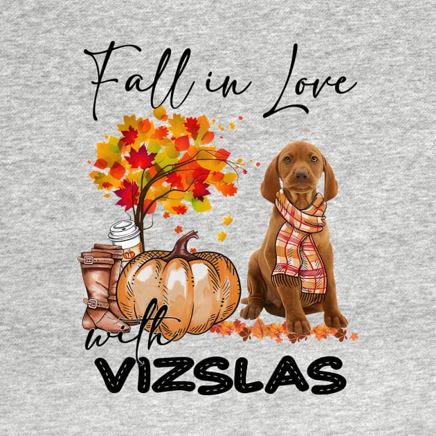 Fall In Love With Vizslas Fall Pumpkin Thanksgiving by Gearlds Leonia